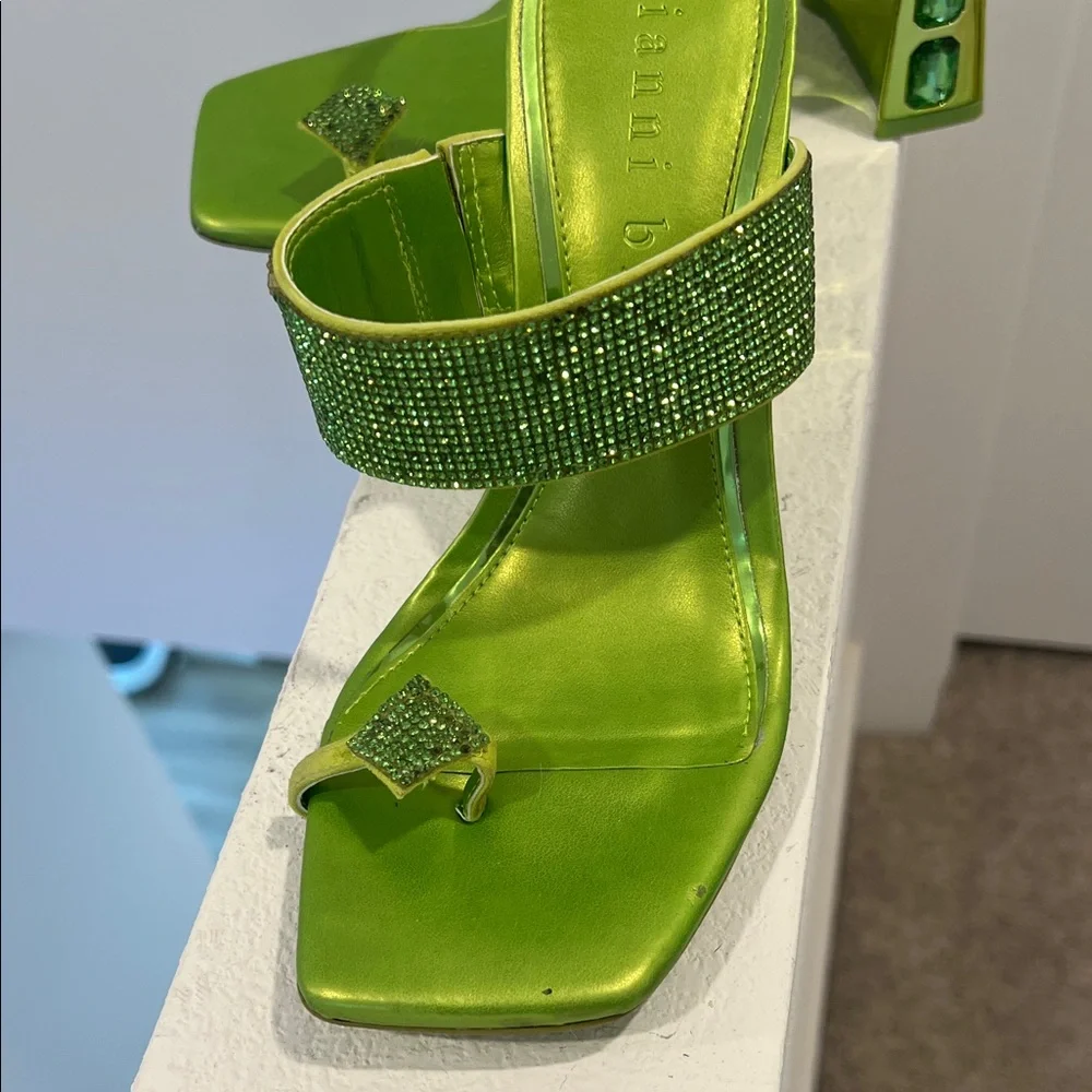Gianni Bini Lime Green Embellished Heels - Picture 2 of 7